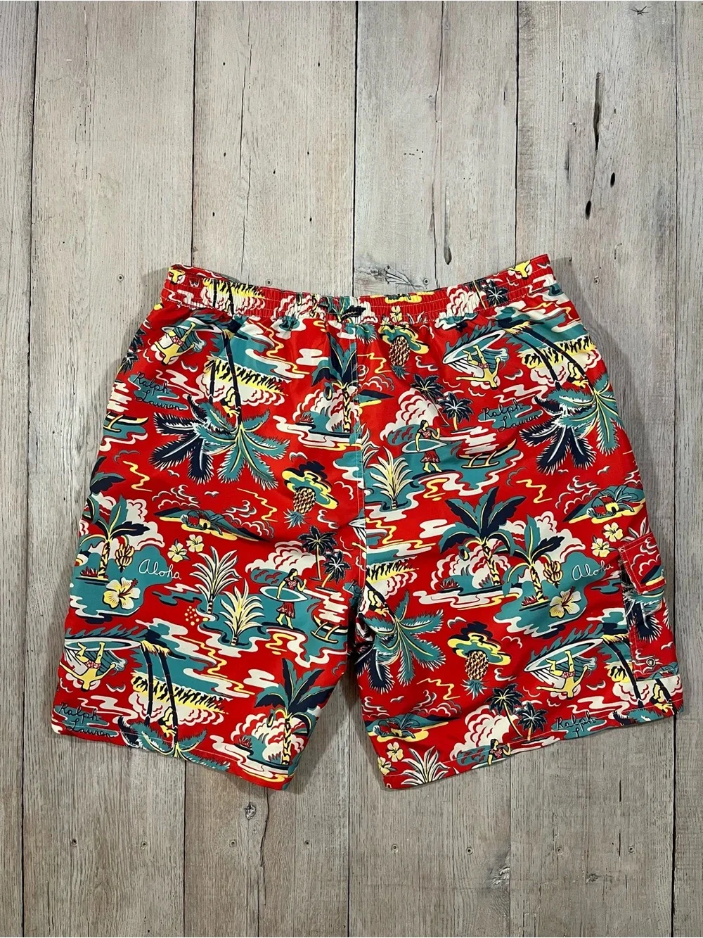 Polo Ralph Lauren Aloha Hawaiian Swim Trunks Board Shorts Size 2XLT 09/18
